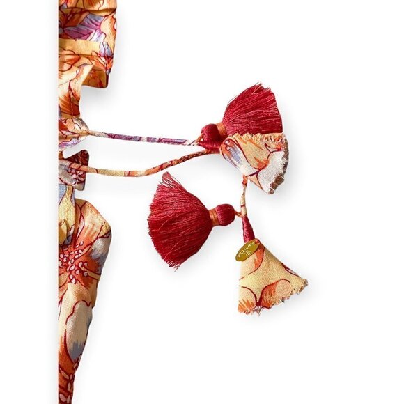 NWT ‎ Poupette St Barth Triny Floral Mini dress, Size L, Orange Esterel - Picture 10 of 16